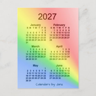 2027 Rainbow 6 Month Mini Calendar by Janz Postcard