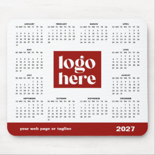 2027 Red Business Logo Calendar Mouse Pad