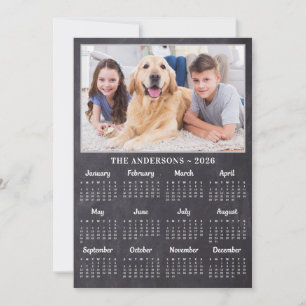 2027 Rustic Photo 12 Month Full Year Calendar Holiday Card