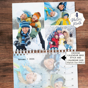 2027 Simple Custom Photo Collage 4 Per Month Calendar
