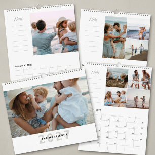  2027 Simple Modern Custom Family Photo Collage  Calendar