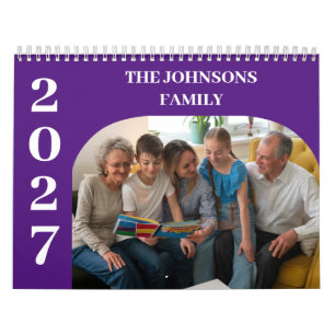 2027 Simple Modern Custom Photos Family Calendar