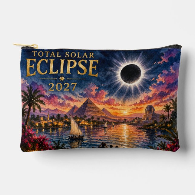 2027 Total Solar Eclipse Egypt Accessory Pouch (Front)