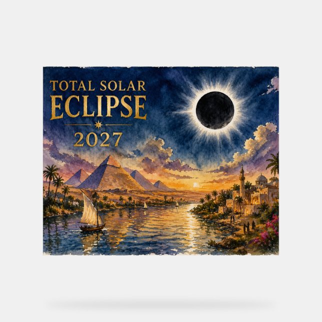 2027 Total Solar Eclipse Egypt Acrylic Sign (Front)