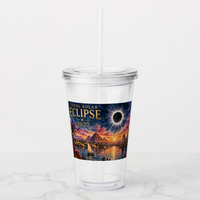 2027 Total Solar Eclipse Egypt Acrylic Tumbler (Front)