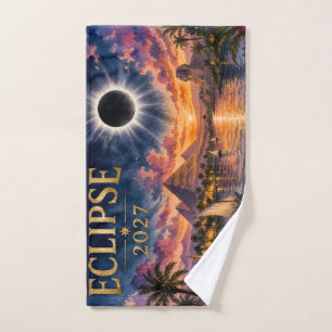 2027 Total Solar Eclipse Egypt Hand Towel