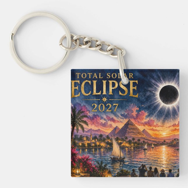 2027 Total Solar Eclipse Egypt Key Ring (Front)