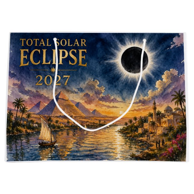 2027 Total Solar Eclipse Egypt Large Gift Bag (Front)