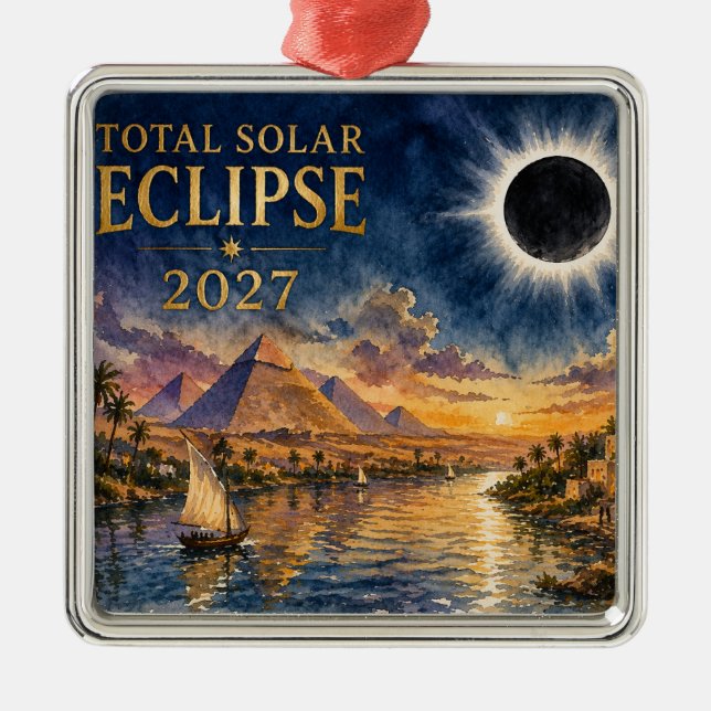 2027 Total Solar Eclipse Egypt Metal Ornament (Front)