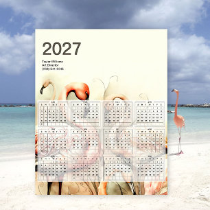 2027 Vibrant Flamingo Flock Tropical Art Calendar Poster