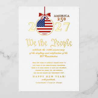 2027 "We the People" US Constitution America 250 Foil Holiday Card