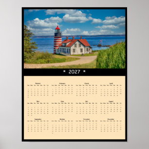 2027 West Quoddy Lighthouse Wall Calendar - Maine Poster