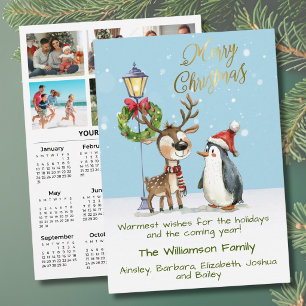 2027 Whimsical 6 Photo Personalised 2027 Calendar  Holiday Card