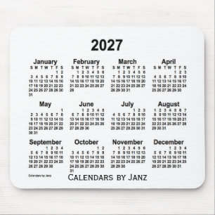 2027 White Calendar by Janz Mouse Pad