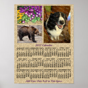 2027 Year Monthly Calendar Coffee Beans 3 Photos Poster