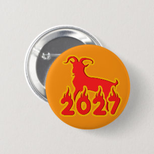 2027 Year Of The Fire Goat 6 Cm Round Badge