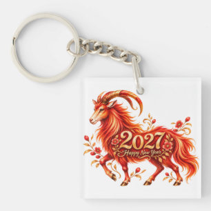 2027 Year of the Fire Goat – Red and Gold Chinese Key Ring