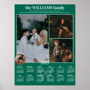 2027 Yearly Calendar 4 Photo Collage Personalised Poster