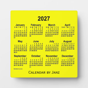 2027 Yellow Desk Calendar by Janz Plaque