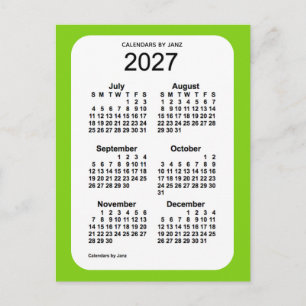 2027 Yellow Green 6 Month Mini Calendar by Janz Postcard