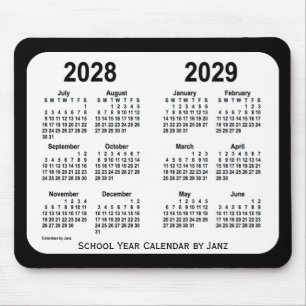 2028-2029 Black and White School Calendar by Janz Mouse Pad