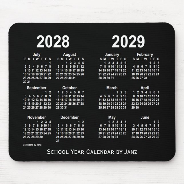 2028-2029 Neon White School Calendar by Janz Mouse Pad (Front)