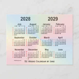 2028-2029 Rainbow 52 Weeks Calendar by Janz Postcard