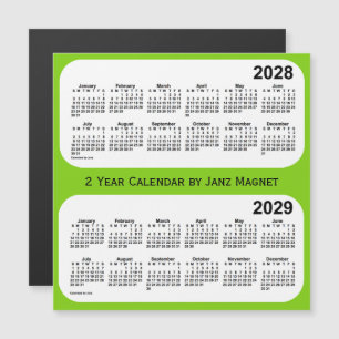 2028-2029 Yellow Green 2 Year Calendar by Janz