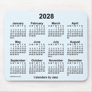 2028 Alice Blue Calendar by Janz Mouse Pad