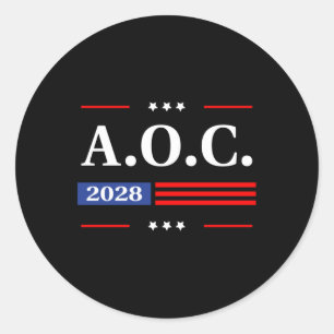 2028 Aoc Alexandria Ocasio-cortez President Americ Classic Round Sticker