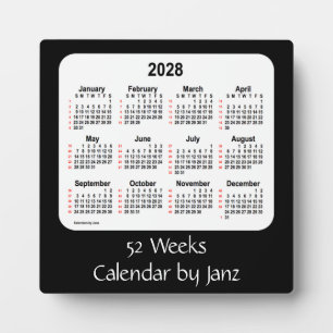 2028 Black 52 Weeks Calendar by Janz Plaque
