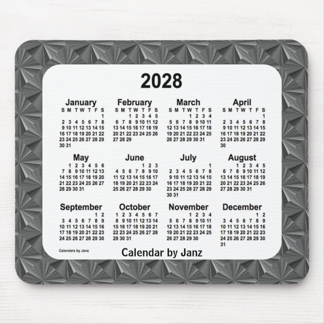 2028 Black Diamonds Calendar by Janz Mouse Pad (Front)