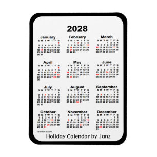 2028 Black Holiday Calendar by Janz Magnet
