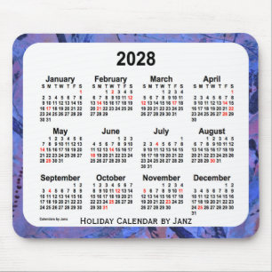 2028 Blue Holiday Art Calendar by Janz Mouse Pad
