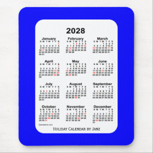 2028 Blue Two Tone Holiday Calendar by Janz Mouse Pad