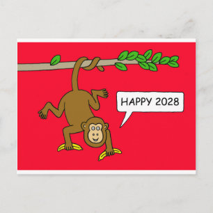 2028 Chinese New Year of the Monkey, Cartoon. Holiday Postcard