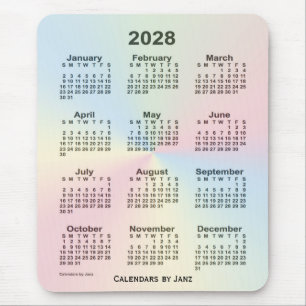 2028 Rainbow Cloud Calendar by Janz Mouse Pad