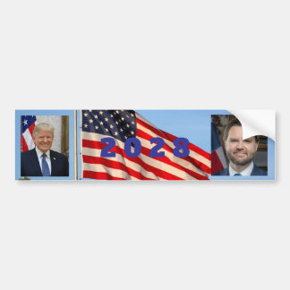 2028 Trump Vance bumper sticker flag background