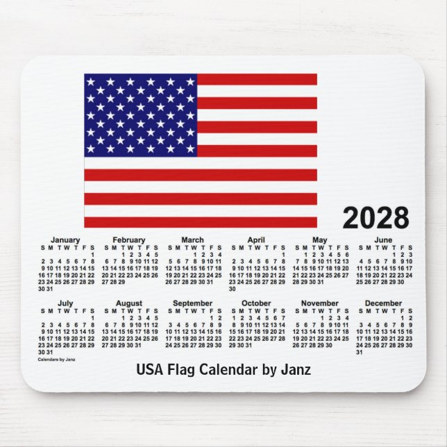 2028 USA Flag Calendar by Janz Mouse Pad (Front)