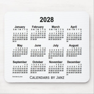 2028 White Calendar by Janz Mouse Pad