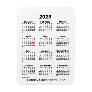 2028 White Holiday Calendar by Janz Magnet