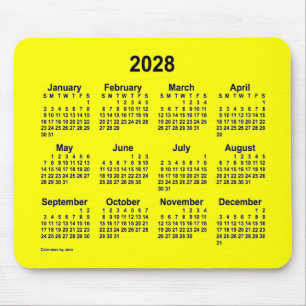 2028 Yellow Calendar by Janz Mouse Pad