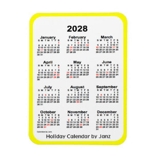 2028 Yellow Holiday Calendar by Janz Magnet