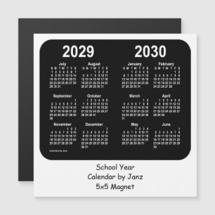 2029-2030 Black and White School Calendar by Janz