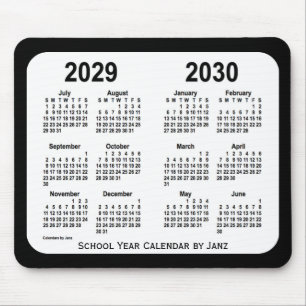 2029-2030 Black and White  School Calendar by Janz Mouse Pad