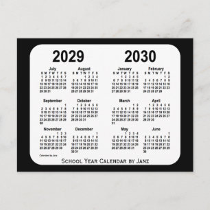 2029-2030 Black and White School Calendar by Janz Postcard