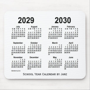 2029-2030 White School Calendar by Janz Mouse Pad