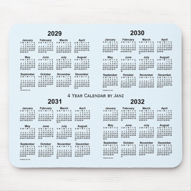 2029-2032 Alice Blue 4 Year Calendar by Janz Mouse Pad (Front)