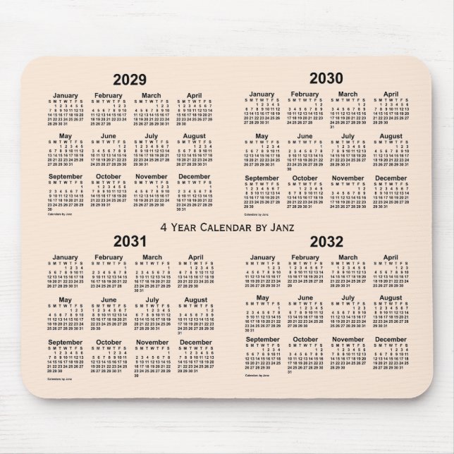 2029-2032 Antique White 4 Year Calendar by Janz Mouse Pad (Front)