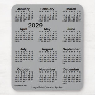 2029 Battleship Grey Large Print Calendar by Janz Mouse Pad